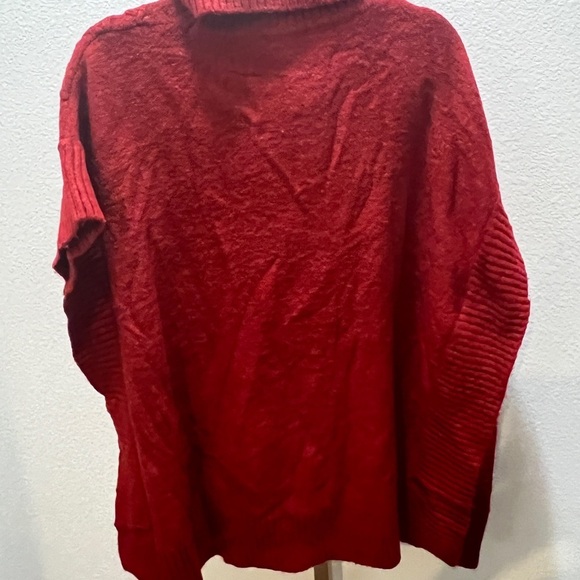 Loft Lattice Cable Turtleneck Poncho Red XS/S - Picture 5 of 6